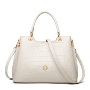 USA MCLAREN LLC Croc Grain Satchels Handbag for Women Top-Handle Bags Cowhide Leather with Crossbody Shoulder Strap