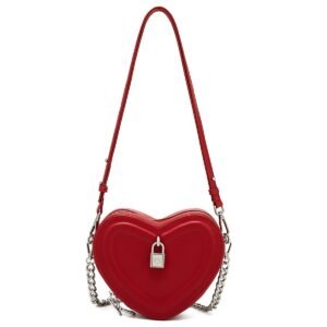USA MCLAREN LLC Split Cow Leather Shoulder Bag for Women Chain Crossbody Bag Purse Fashion Heart-Shaped Handbag Mini Bag