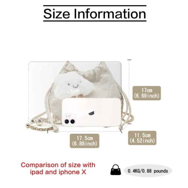 USA MCLAREN LLC Chamois Crossbody bags for women Small Bucket Velvet Fabric Soft Leather Purses Design Pearlescent Chain Straps - Image 3