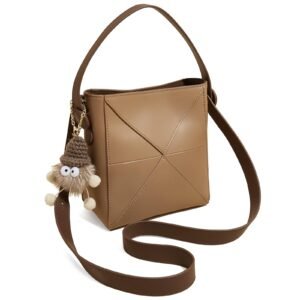 USA MCLAREN LLC Cowhide Bucket Top-Handle Handbags for Women Crossbody Purse with Doll