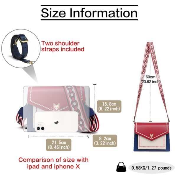 USA MCLAREN LLC Embroidery Crossbody Bags for Women Medium Size Designer Leather Purses Foxhead Metal Guitar Shoulder Strap - Image 2