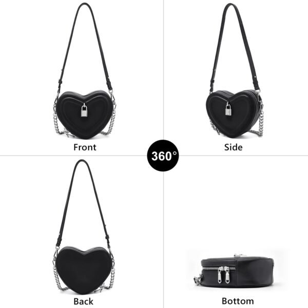 USA MCLAREN LLC Split Cow Leather Shoulder Bag for Women Chain Crossbody Bag Purse Fashion Heart-Shaped Handbag Mini Bag - Image 8