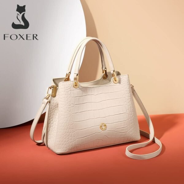 USA MCLAREN LLC Croc Grain Satchels Handbag for Women Top-Handle Bags Cowhide Leather with Crossbody Shoulder Strap - Image 5