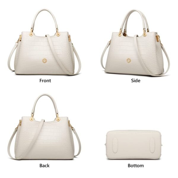 USA MCLAREN LLC Croc Grain Satchels Handbag for Women Top-Handle Bags Cowhide Leather with Crossbody Shoulder Strap - Image 2