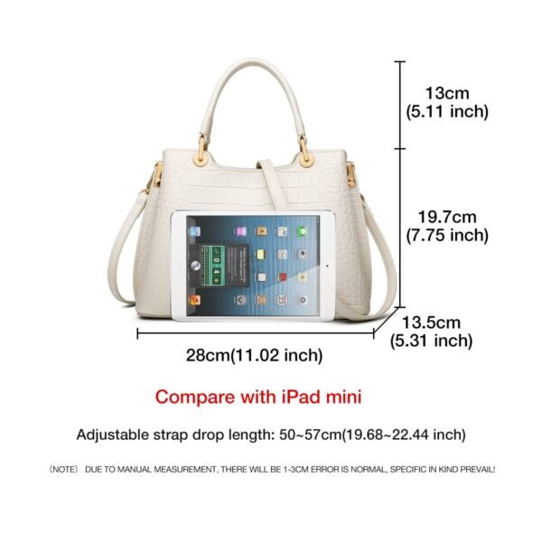 USA MCLAREN LLC Croc Grain Satchels Handbag for Women Top-Handle Bags Cowhide Leather with Crossbody Shoulder Strap - Image 3
