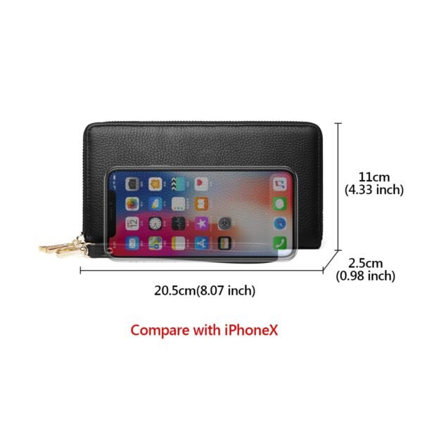 USA MCLAREN LLC Litchi Grain Leather Wallets for Women Large Wristlet Purses Billfolds RFID Card Cases Money Organizers Zipper Closure Coin Pocket(Litchi Grain-Black) - Image 3
