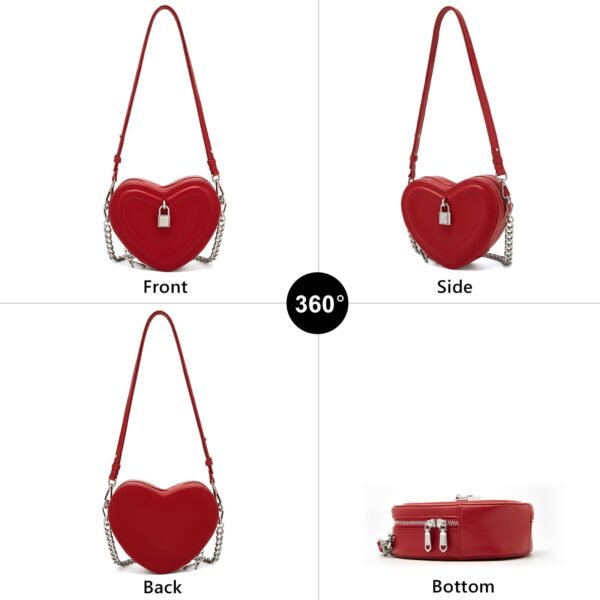 USA MCLAREN LLC Split Cow Leather Shoulder Bag for Women Chain Crossbody Bag Purse Fashion Heart-Shaped Handbag Mini Bag - Image 2