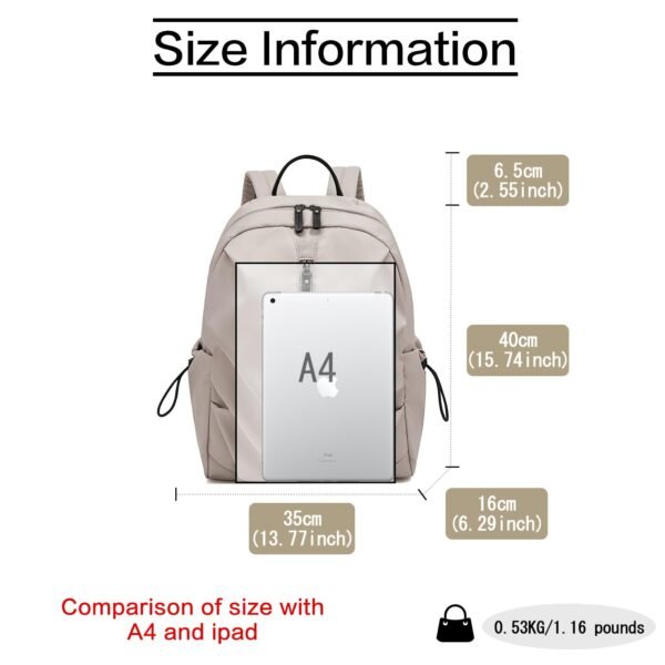 USA MCLAREN LLC Fabric Travel Backpack for Women Laptop Large Hiking Stylish Purse Lightweight Two-way Zipper（Dark Pink） - Image 3