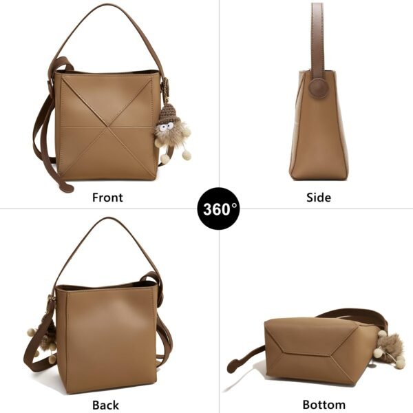 USA MCLAREN LLC Cowhide Bucket Top-Handle Handbags for Women Crossbody Purse with Doll - Image 2