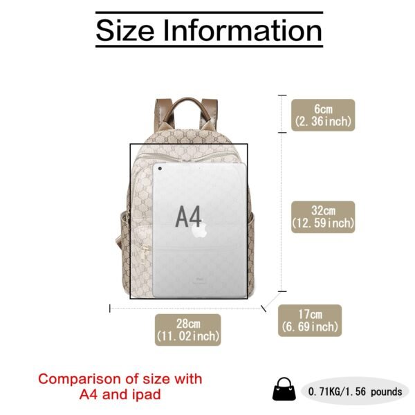 USA MCLAREN LLC PVC Leather Fashion Backpack Purse for Women Medium Size Multi-Compartment Trendy Zipper Closure(Traffic grey) - Image 3
