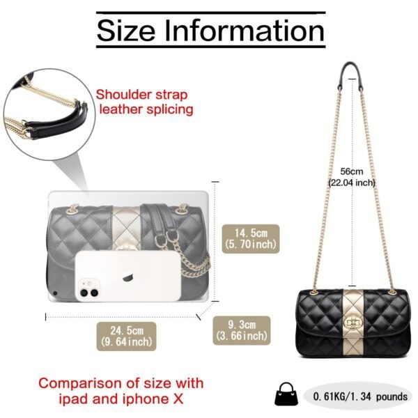USA MCLAREN LLC Quilted Flap Crossbody Bags for Women Leather Shoulder Purse Medium Size Twist Lock - Image 3