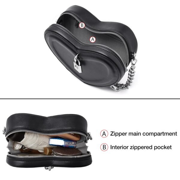 USA MCLAREN LLC Split Cow Leather Shoulder Bag for Women Chain Crossbody Bag Purse Fashion Heart-Shaped Handbag Mini Bag - Image 12