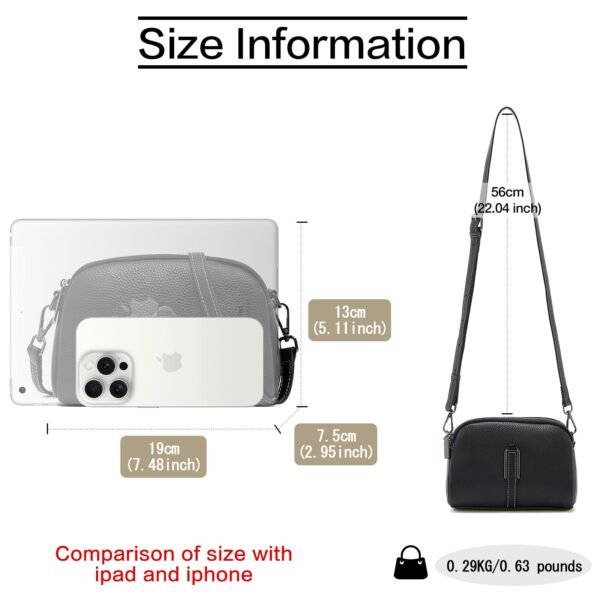 FOXLOVER Small genuine leather Crossbody Bags for Women Multi-Compartments Zipper Closure Purses Litchi Grain - Image 3