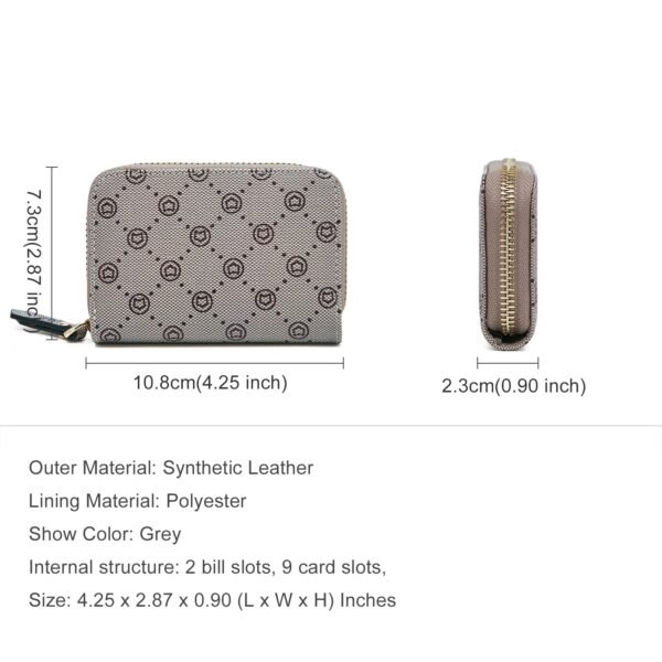USA MCLAREN LLC Women's Minimalist Card Wallet with RFID Protection and Zip Around Compact Design - Credit Card Slots, PVC Material, Printed Patterns - Image 2