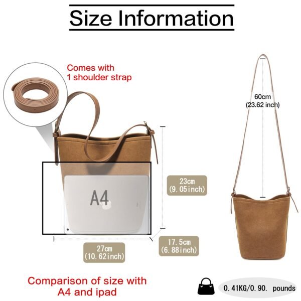 USA MCLAREN LLC Suede Hobo Bucket Bags for Women Trendy Shoulder Top-Handle Handbag with Inner Bag - Image 3