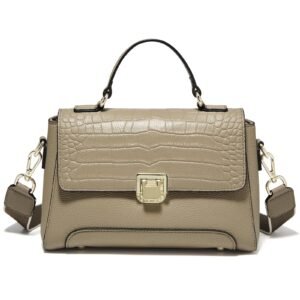 USA MCLAREN LLC Crocodile Grain Top-handle Handbag Genuine Leather Small Flap Crossbody Bags for Women Guitar Strap Purses