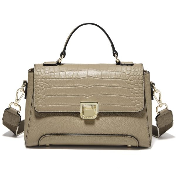 USA MCLAREN LLC Crocodile Grain Top-handle Handbag Genuine Leather Small Flap Crossbody Bags for Women Guitar Strap Purses
