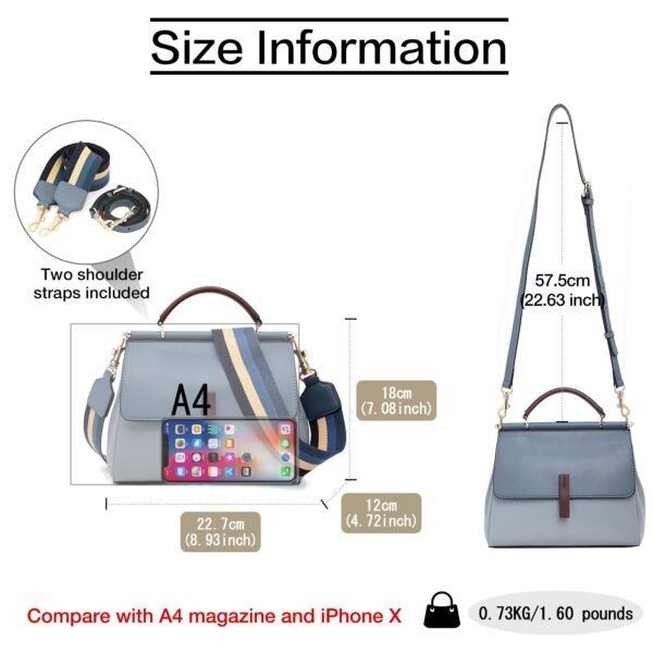 USA MCLAREN LLC Genuine Leather Crossbody Bags for Women Guitar Strap Top Handle Shoulder Handbags with 2 straps - Image 3