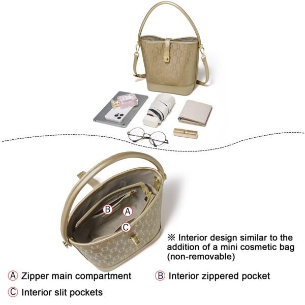 USA MCLAREN LLC Chain Pattern Crossbody Handbags Top-Handle Bags Satchels Purse 2WAY Zipper Twist Lock Closure - Image 6