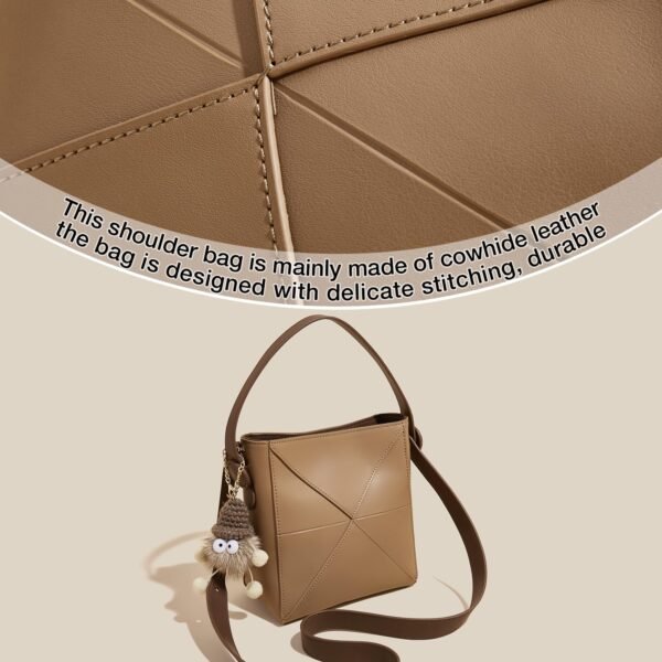USA MCLAREN LLC Cowhide Bucket Top-Handle Handbags for Women Crossbody Purse with Doll - Image 5