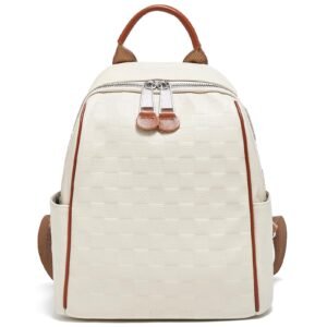 USA MCLAREN LLC Genuine Leather Backpack for Women checkerboard Grain Fashion Travel Purse Medium Stylish（Black E）
