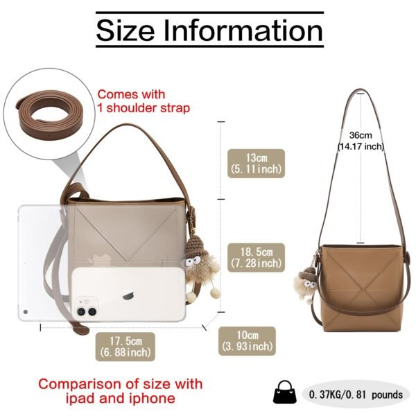 USA MCLAREN LLC Cowhide Bucket Top-Handle Handbags for Women Crossbody Purse with Doll - Image 3