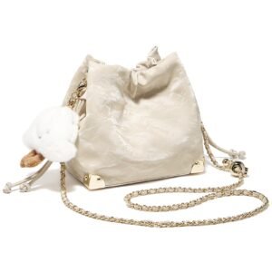 USA MCLAREN LLC Chamois Crossbody bags for women Small Bucket Velvet Fabric Soft Leather Purses Design Pearlescent Chain Straps