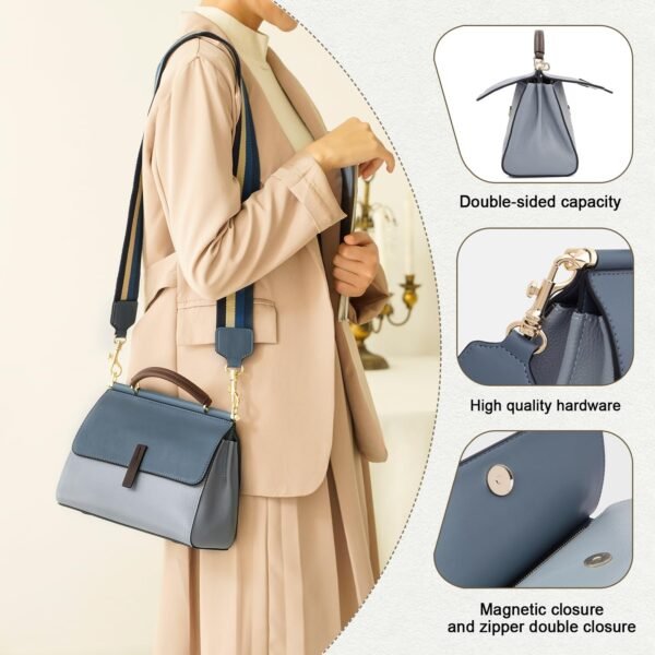 USA MCLAREN LLC Genuine Leather Crossbody Bags for Women Guitar Strap Top Handle Shoulder Handbags with 2 straps - Image 4