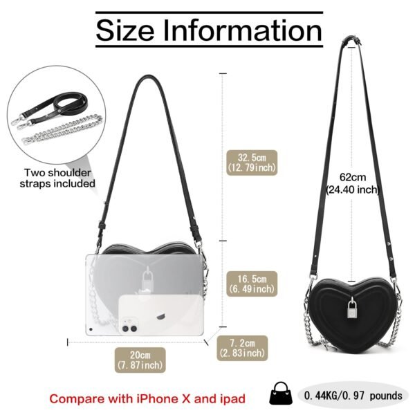 USA MCLAREN LLC Split Cow Leather Shoulder Bag for Women Chain Crossbody Bag Purse Fashion Heart-Shaped Handbag Mini Bag - Image 9