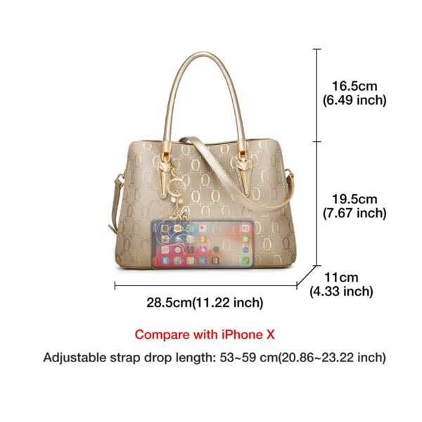 USA MCLAREN LLC Top-Handle Satchel Handbags for Women Chain Patterns Cow Leather Magnetic Zipper Closure With Crossbody Strap - Image 3