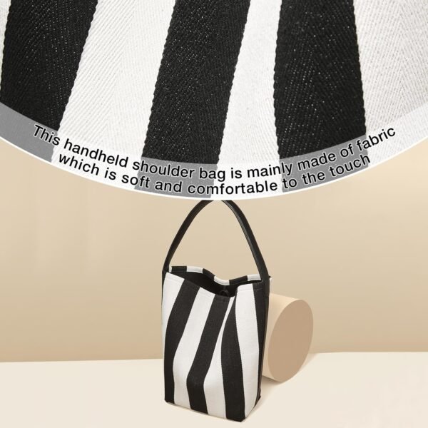 USA MCLAREN LLC Fabric Large Bucket Shoulder Bag for Women Hobo Tote Canvas Striped Design with Inner Bag - Image 5