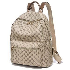 USA MCLAREN LLC PVC Leather Fashion Backpack Purse for Women Medium Size Multi-Compartment Trendy Zipper Closure(Traffic grey)