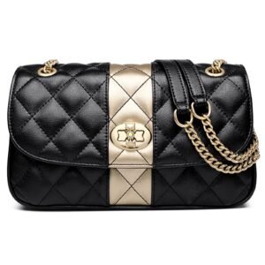 USA MCLAREN LLC Quilted Flap Crossbody Bags for Women Leather Shoulder Purse Medium Size Twist Lock