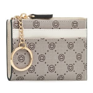 USA MCLAREN LLC Women's ID Cases Small Card Case with Attached Key Ring，Lightweight coin pouch with id holder，Slim Minimalist Wallet（Apricot）