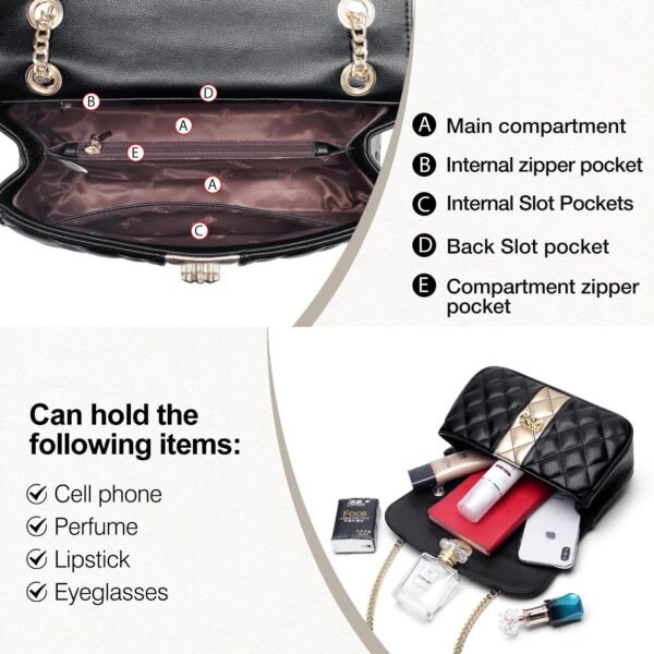 USA MCLAREN LLC Quilted Flap Crossbody Bags for Women Leather Shoulder Purse Medium Size Twist Lock - Image 6