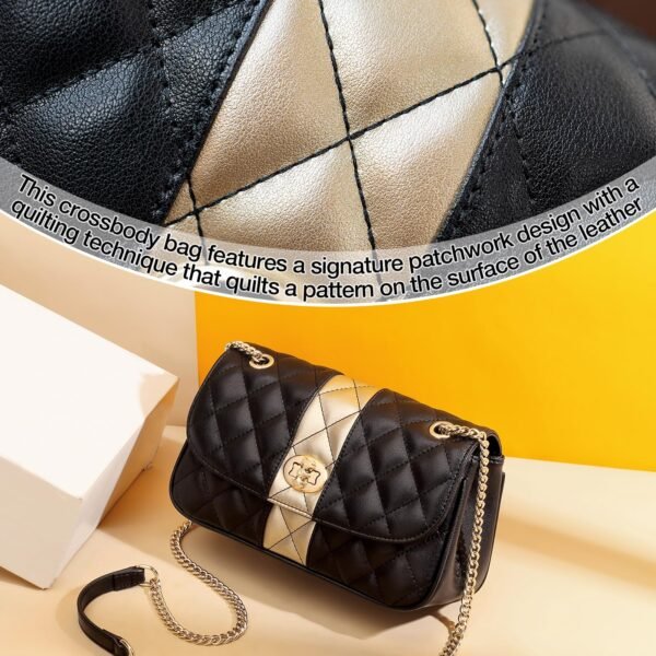 USA MCLAREN LLC Quilted Flap Crossbody Bags for Women Leather Shoulder Purse Medium Size Twist Lock - Image 5