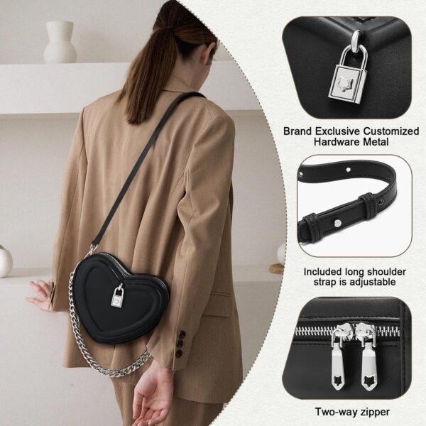 USA MCLAREN LLC Split Cow Leather Shoulder Bag for Women Chain Crossbody Bag Purse Fashion Heart-Shaped Handbag Mini Bag - Image 10