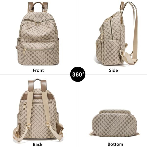 USA MCLAREN LLC PVC Leather Fashion Backpack Purse for Women Medium Size Multi-Compartment Trendy Zipper Closure(Traffic grey) - Image 2