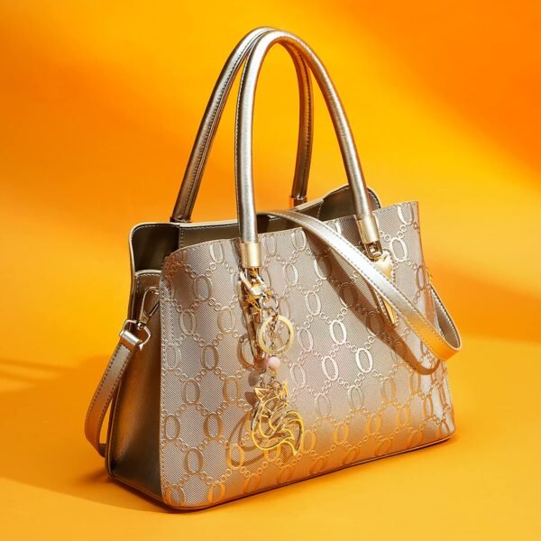 USA MCLAREN LLC Top-Handle Satchel Handbags for Women Chain Patterns Cow Leather Magnetic Zipper Closure With Crossbody Strap - Image 7