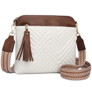 USA MCLAREN LLC Quilted Crossbody Bags for Women Soft Leather Purses Lightweight Shoulder Handbags,with Wide Strap