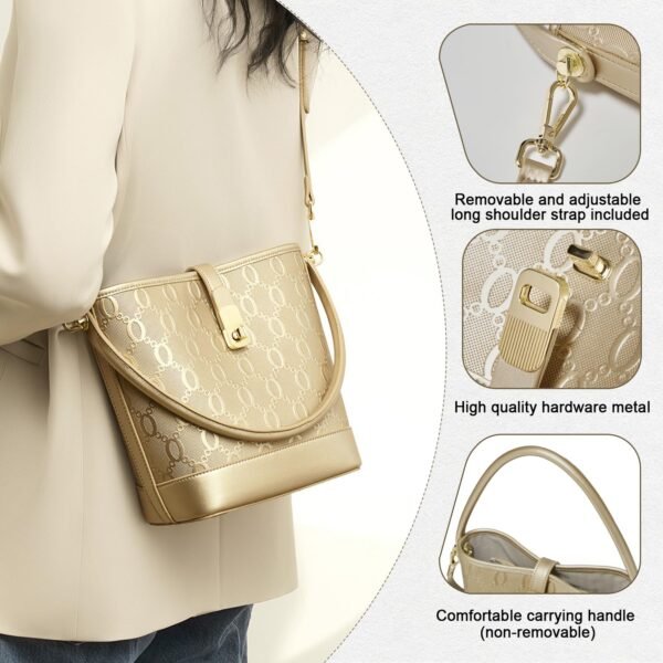 USA MCLAREN LLC Chain Pattern Crossbody Handbags Top-Handle Bags Satchels Purse 2WAY Zipper Twist Lock Closure - Image 4