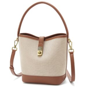 USA MCLAREN LLC Coated Canvas Bucket Crossbody Bags for Women Top-Handle Handbags Small Satchel Purse Trendy Twist Lock